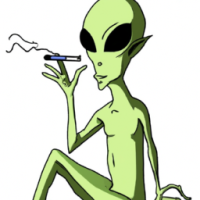 Alien with a cigarette dangling